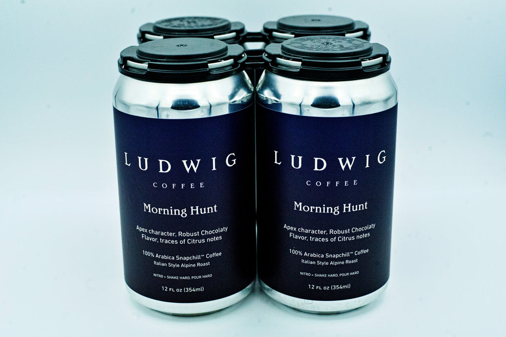 A picture of Ludwig Coffee ready to drink four pack Cans